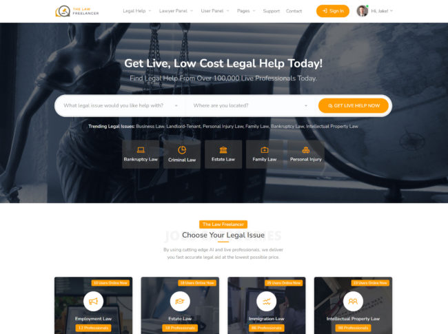 AI Chat Bot Driven Legal Freelancer Site Screenshot 1