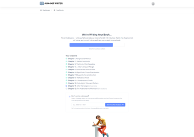 Live progress page while the book is written chapter by chapter