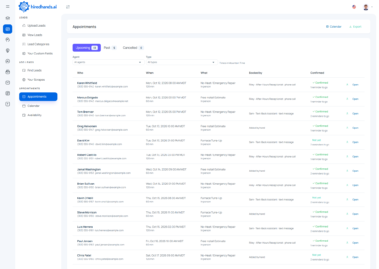 Upcoming week of HVAC service appointments, many booked by AI bots